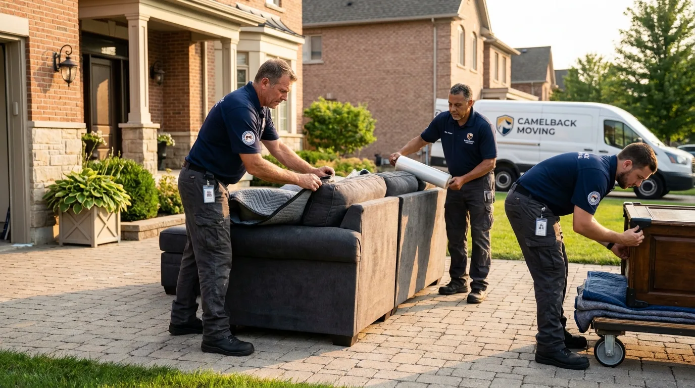 Large estate moving crew wrapping furniture in Orangevale, CA